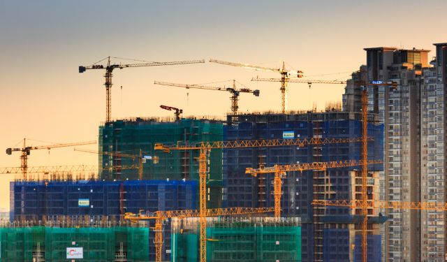 tower blocks construction and cranes