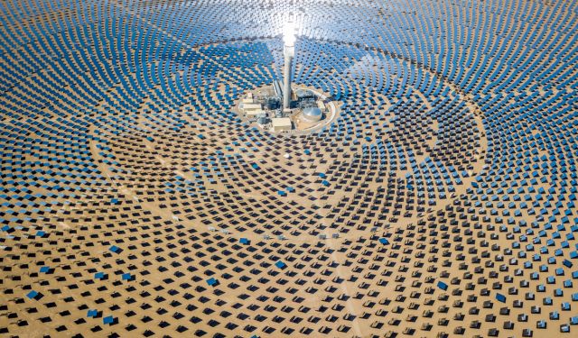 large circular solar farm